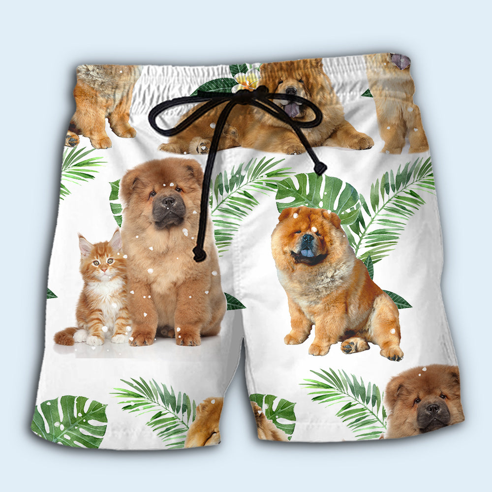 Chow Chow Tropical Leaf Dogs – Beach Short
