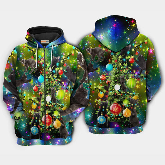 Christmas Cats Love Tree Art – 3D Hoodie