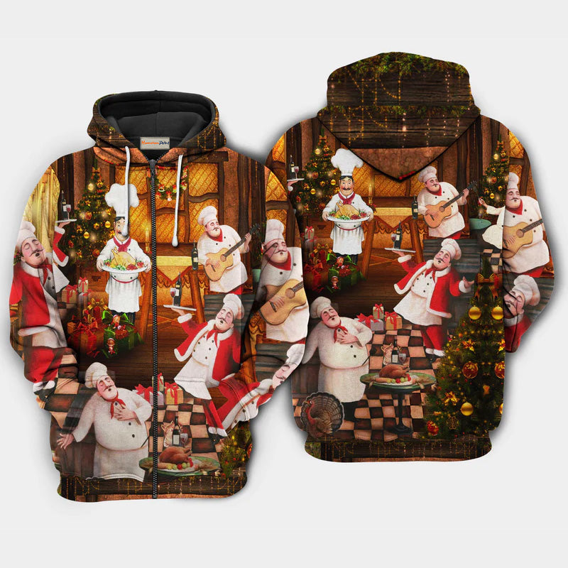 Christmas Chefs Happy Holiday Art – 3D Hoodie