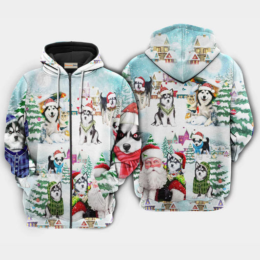 Christmas Dog Happy Holiday Art – 3D Hoodie