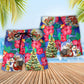 Tropical Christmas Flowers Santa Art – Beach Short