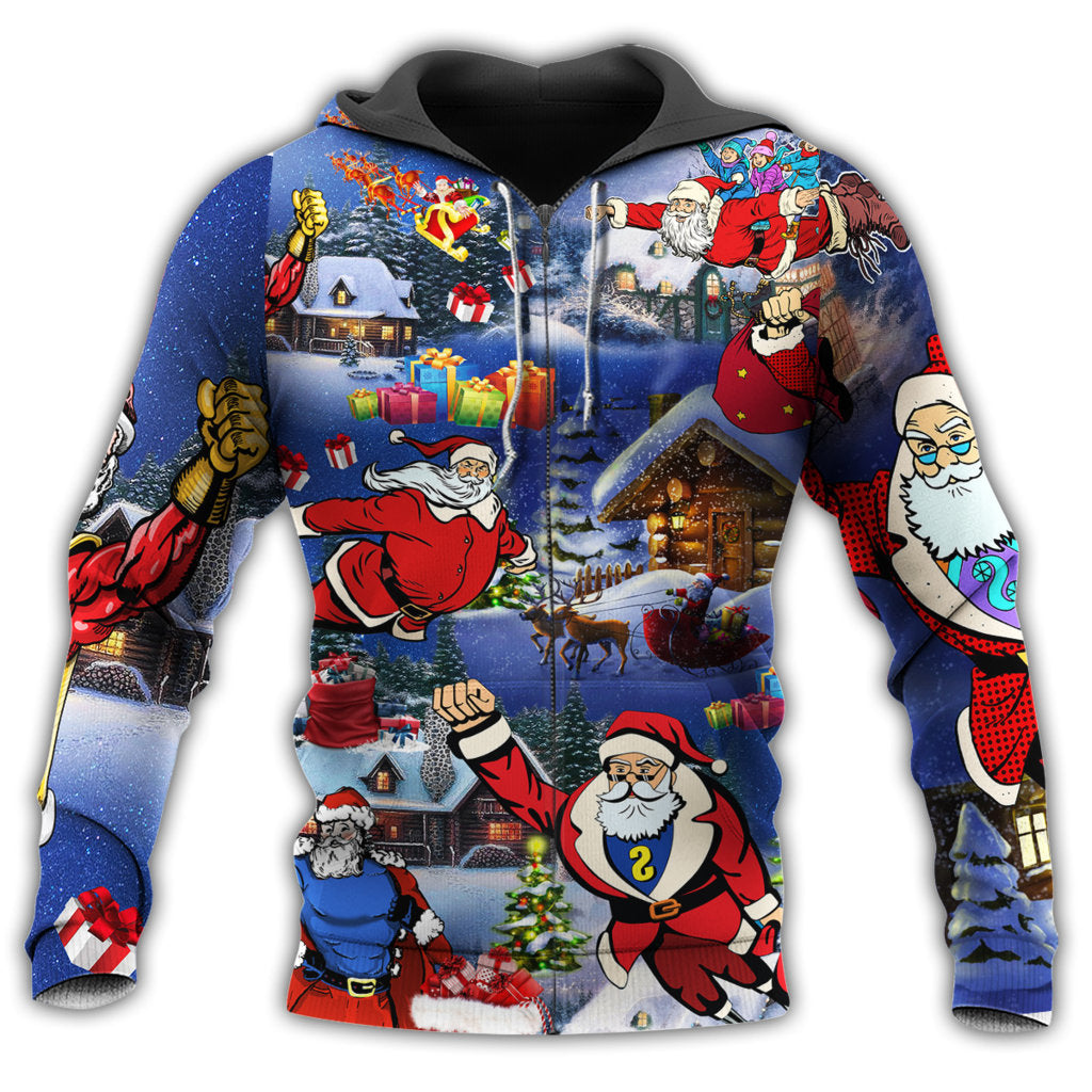 Flying Santa Dark Blue Style - 3D Hoodie