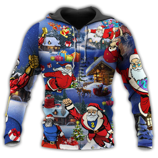 Flying Santa Dark Blue Style - 3D Hoodie