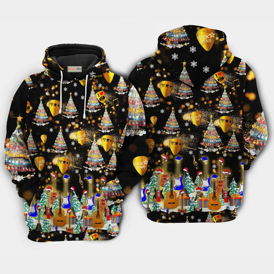 Christmas Guitar Makes Me Happy Art – 3D Hoodie