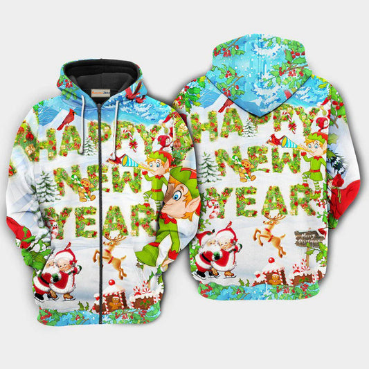 Christmas Happy New Year Snow Art – 3D Hoodie