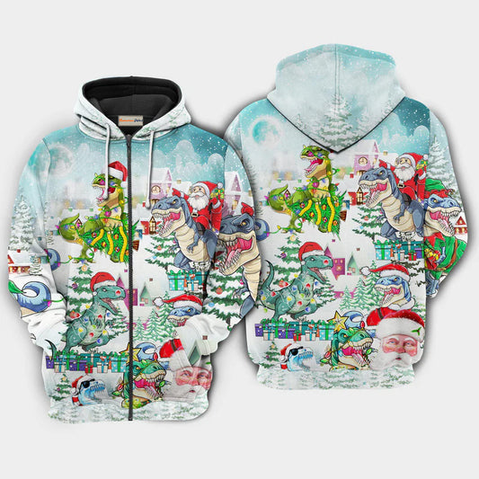 Christmas Have A Roarsome Holiday Art – 3D Hoodie
