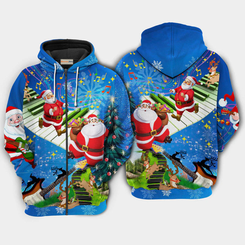 Christmas Jumping On Music Holiday Art – 3D Hoodie
