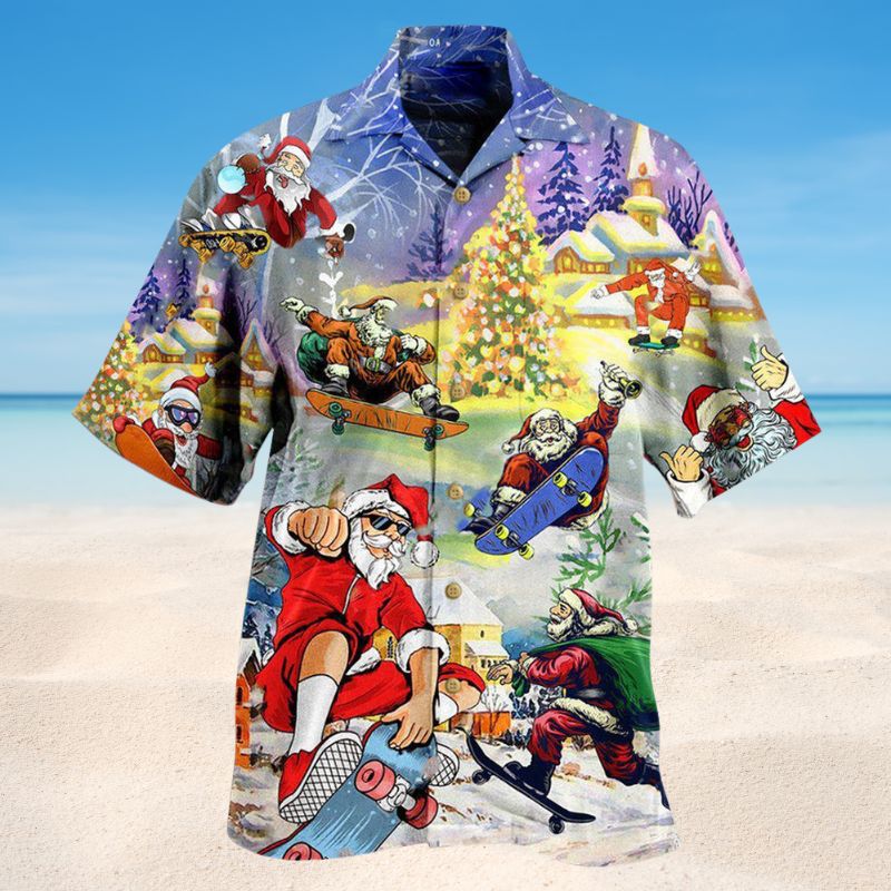 Christmas Jumping On Skateboard Edition – Hawaiian Shirt