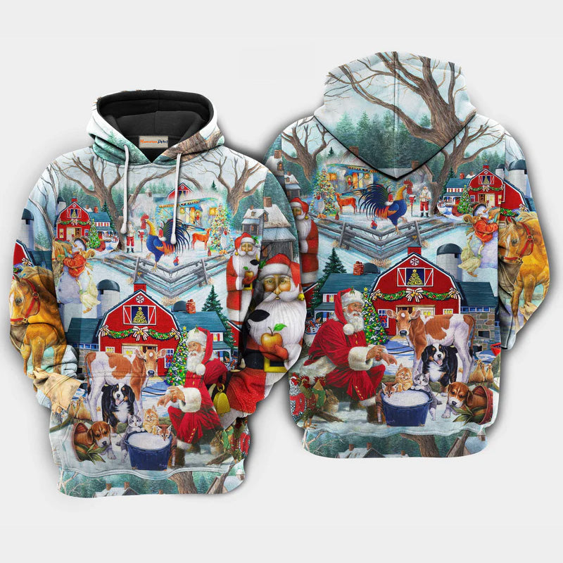 Christmas Love Animals Holiday Art – 3D Hoodie