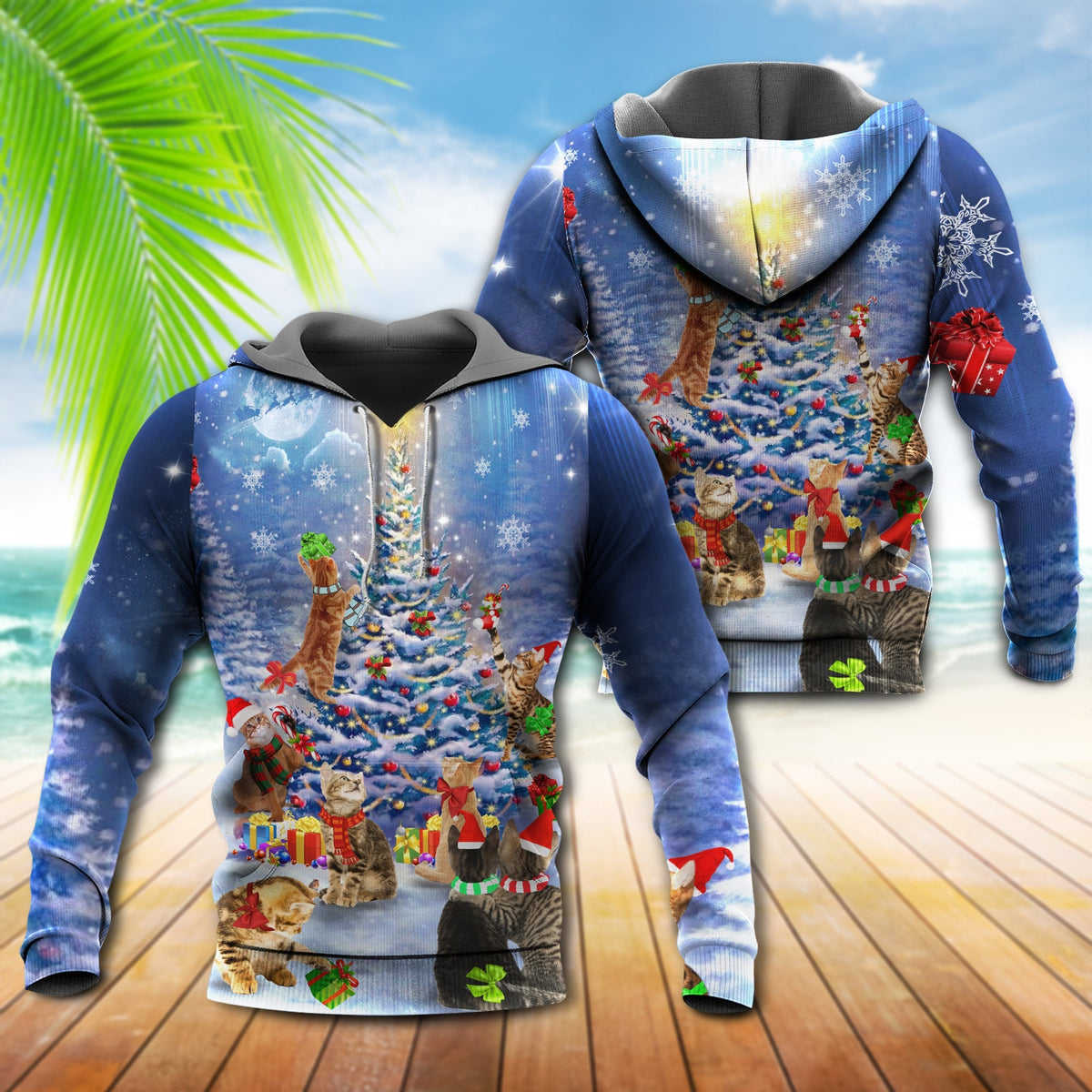Christmas Cat Love Night - 3D Hoodie