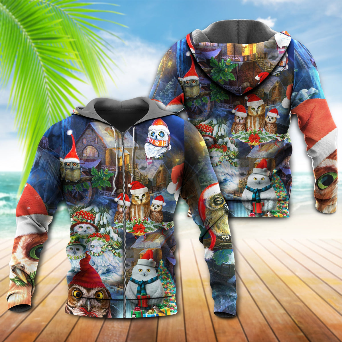 Christmas Love Owls Happiness Art – 3D Hoodie
