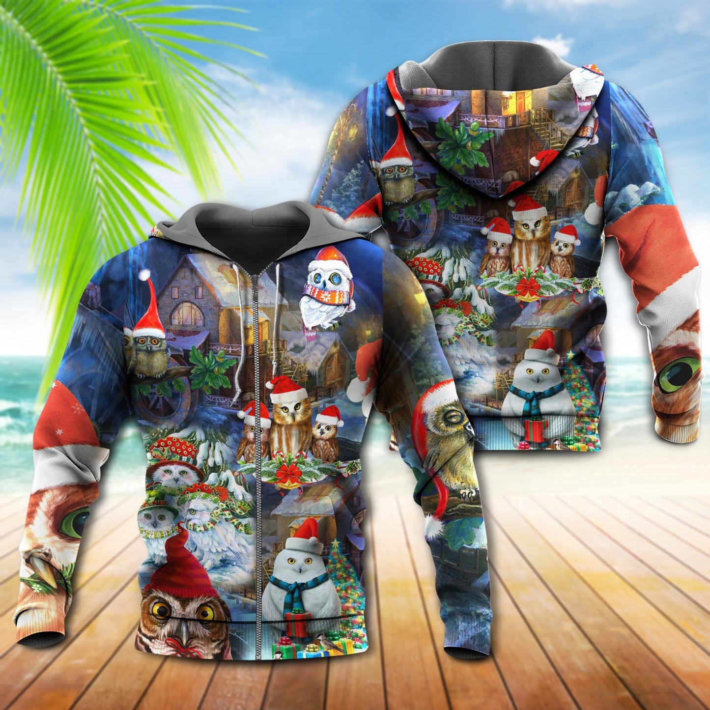 Christmas Love Owls Happiness Art – 3D Hoodie