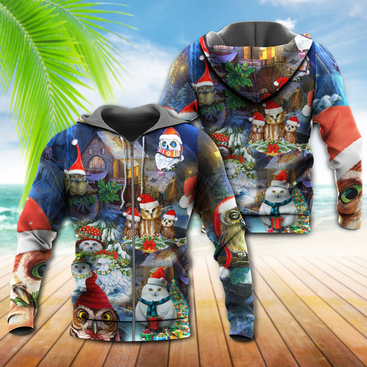 Christmas Love Owls Happiness Art – 3D Hoodie