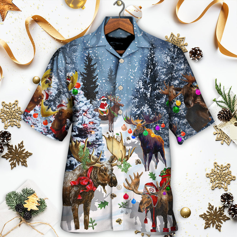 Merry Christmas Moose Art – Hawaiian Shirt