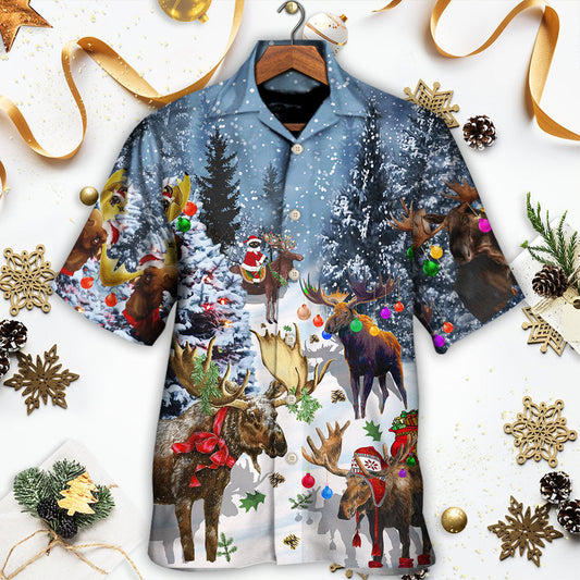 Merry Christmas Moose Art – Hawaiian Shirt