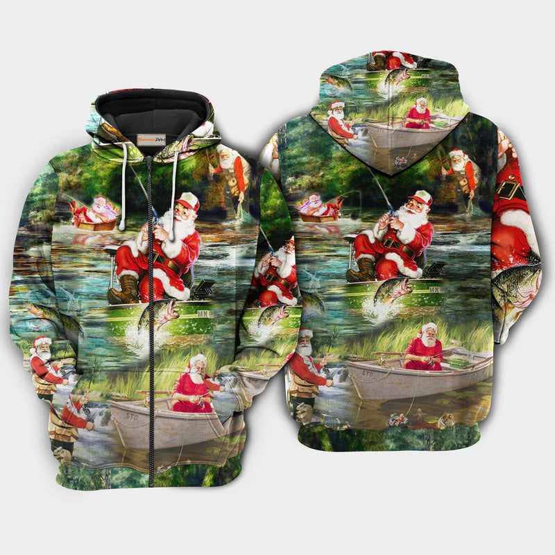 Christmas Merry Fishmas Holiday Art – 3D Hoodie