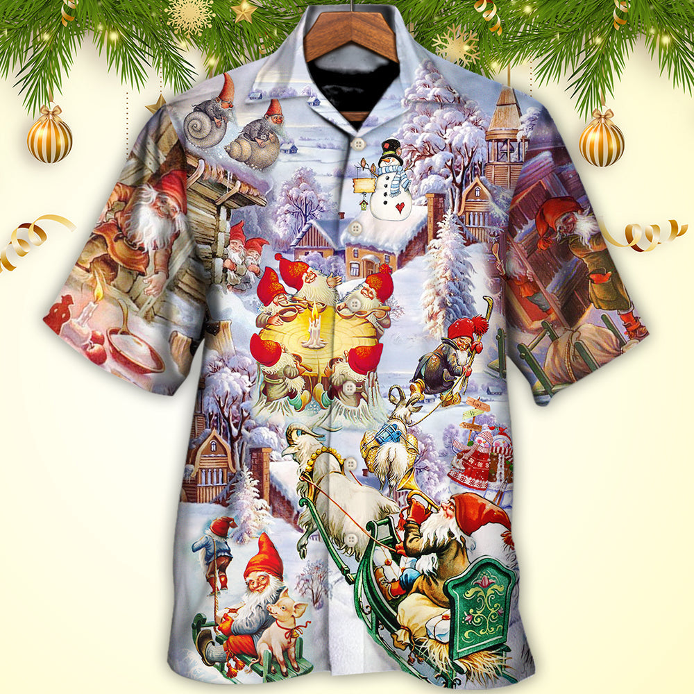 Christmas Santa Gnomes In Snow – Hawaiian Shirt