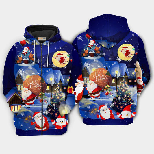 Christmas Santa And Gifts Holiday Art – 3D Hoodie