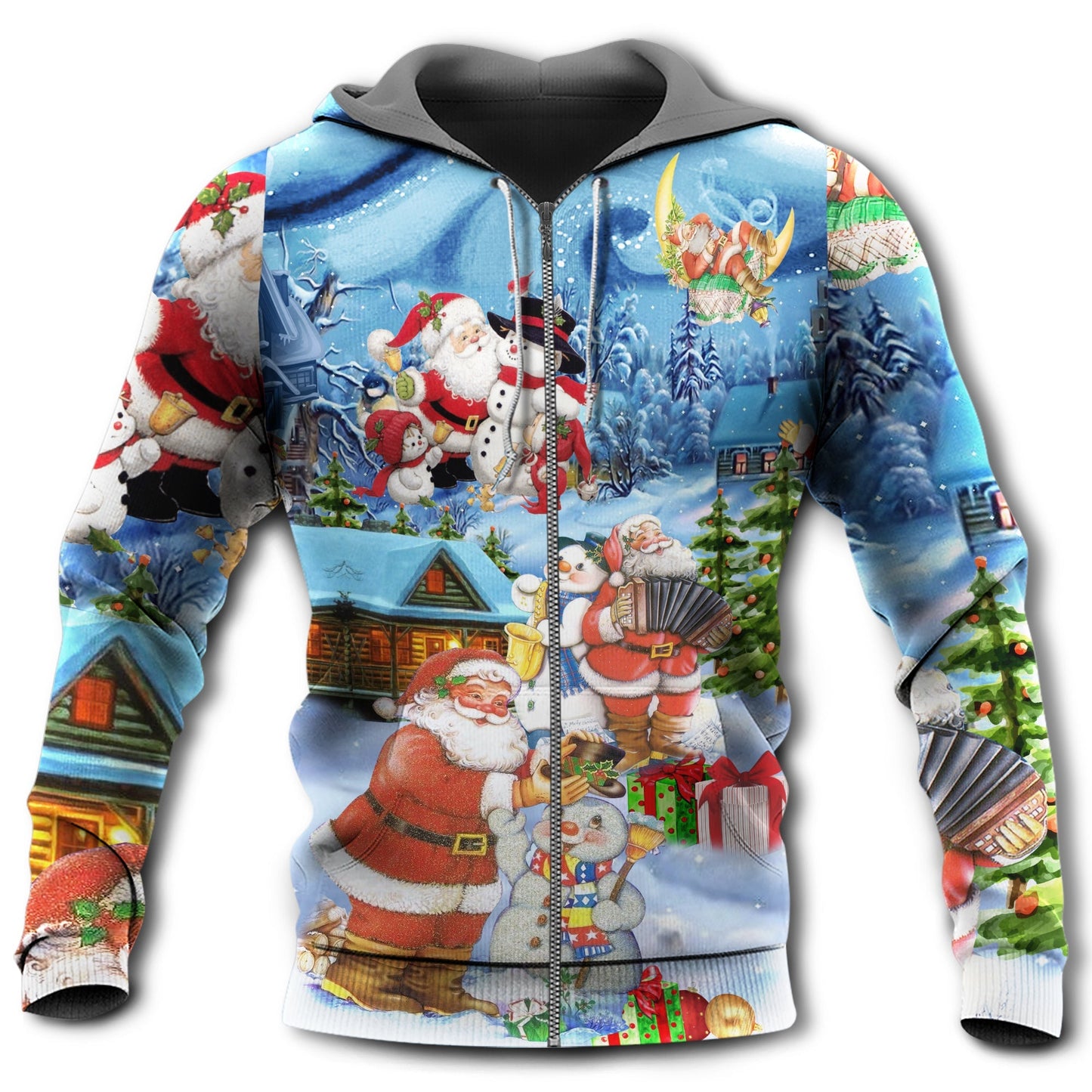 Christmas Santa And Snowman Best Friends Art – 3D Hoodie