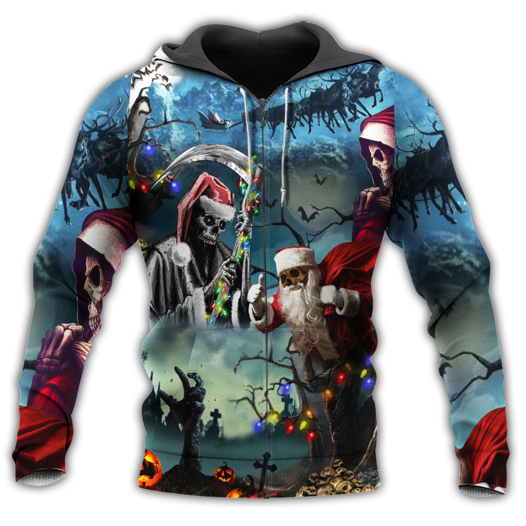 Christmas Santa Skull Classic Style - 3D Hoodie