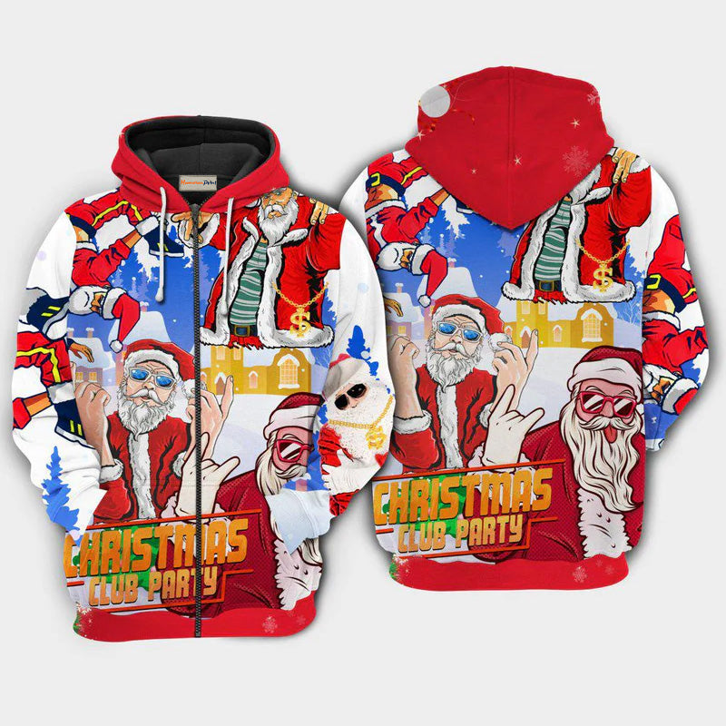 Christmas Santa Dances Like A Star Art – 3D Hoodie