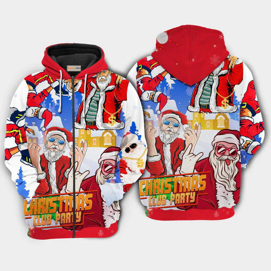 Christmas Santa Dances Like A Star Art – 3D Hoodie