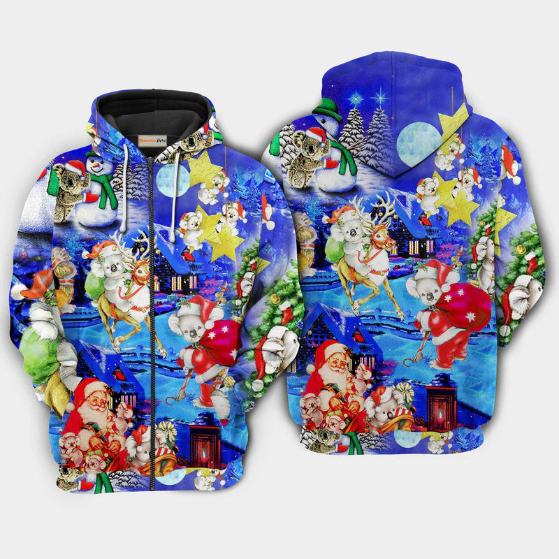 Christmas Santa Koala Gifts Holiday Art – 3D Hoodie
