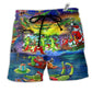 Beach Short / Adults / S Christmas Santa Riding Alligator - Beach Short - Owls Matrix LTD