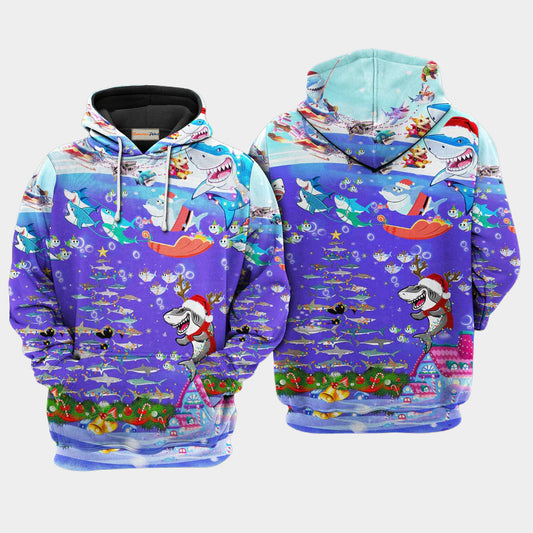 Christmas Shark Rocket Gifts Ocean Art – 3D Hoodie
