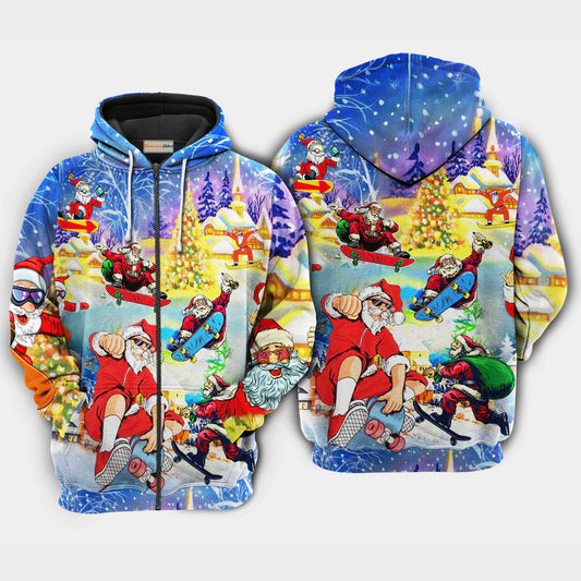 Christmas Skateboard Holiday Art – 3D Hoodie