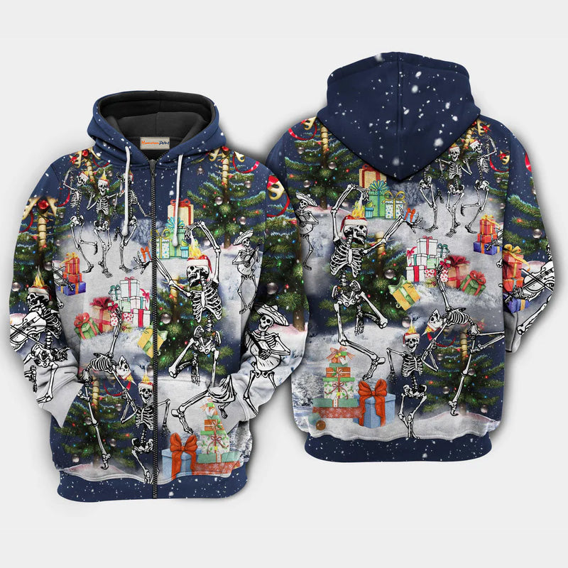 Christmas Skull Dancing Happy Art – 3D Hoodie