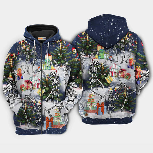 Christmas Skull Dancing Happy Art – 3D Hoodie