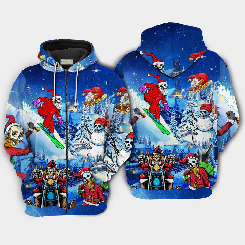 Christmas Skull Holiday Art – 3D Hoodie