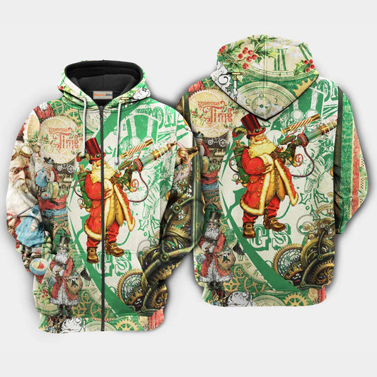 Christmas Steampunk Santa Holiday Art – 3D Hoodie