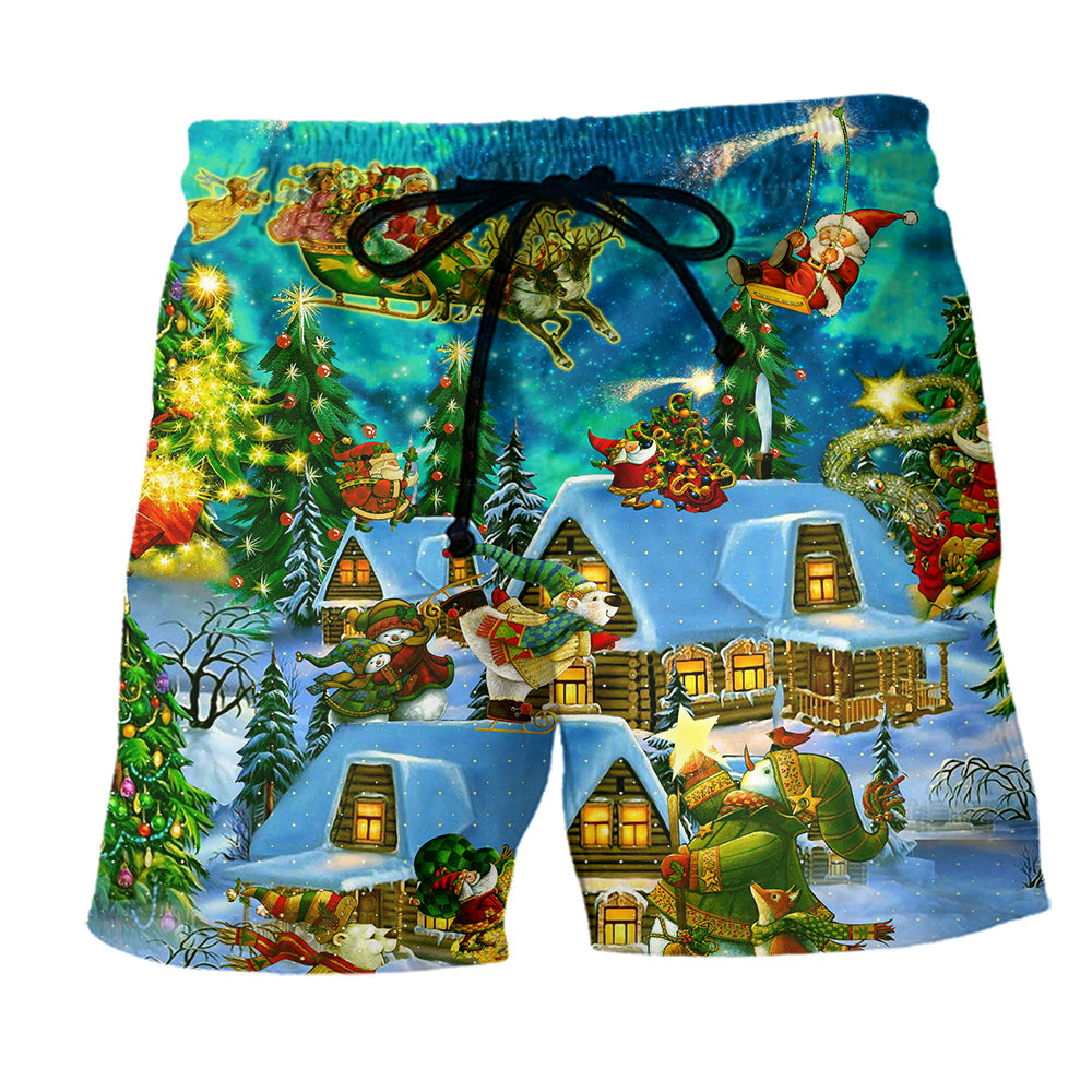 Beach Short / Adults / S Christmas The Magical Night - Beach Short - BEAS02QAN060821 - Owls Matrix LTD