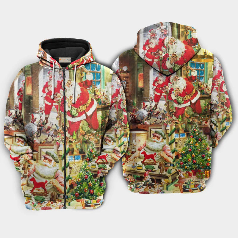 Christmas Toy Workshop Holiday Art – 3D Hoodie
