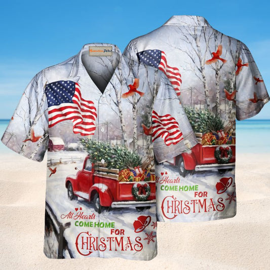 Christmas Truck With Cardinal – Hawaiian Shirt