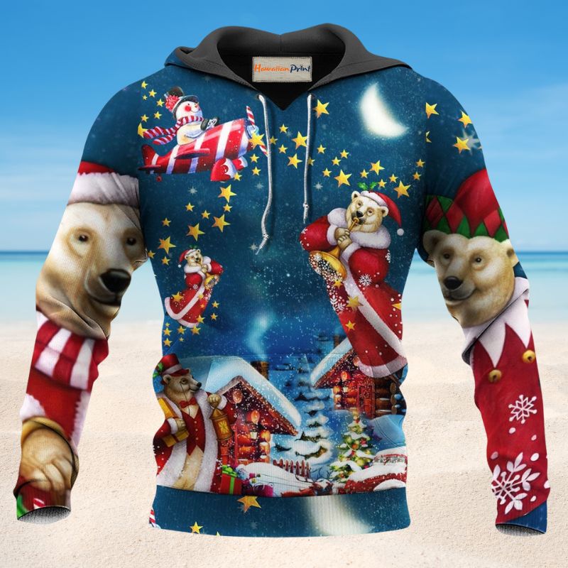Christmas Bear Santa Bright - 3D Hoodie
