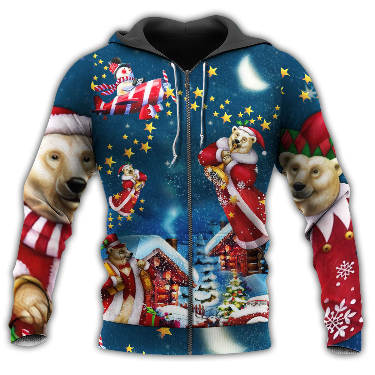 Christmas Bear Santa Bright - 3D Hoodie2