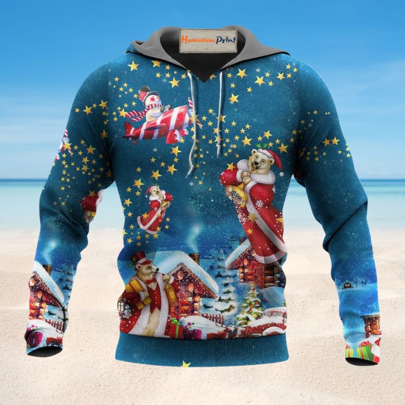 Christmas Bear Santa Happy - 3D Hoodie