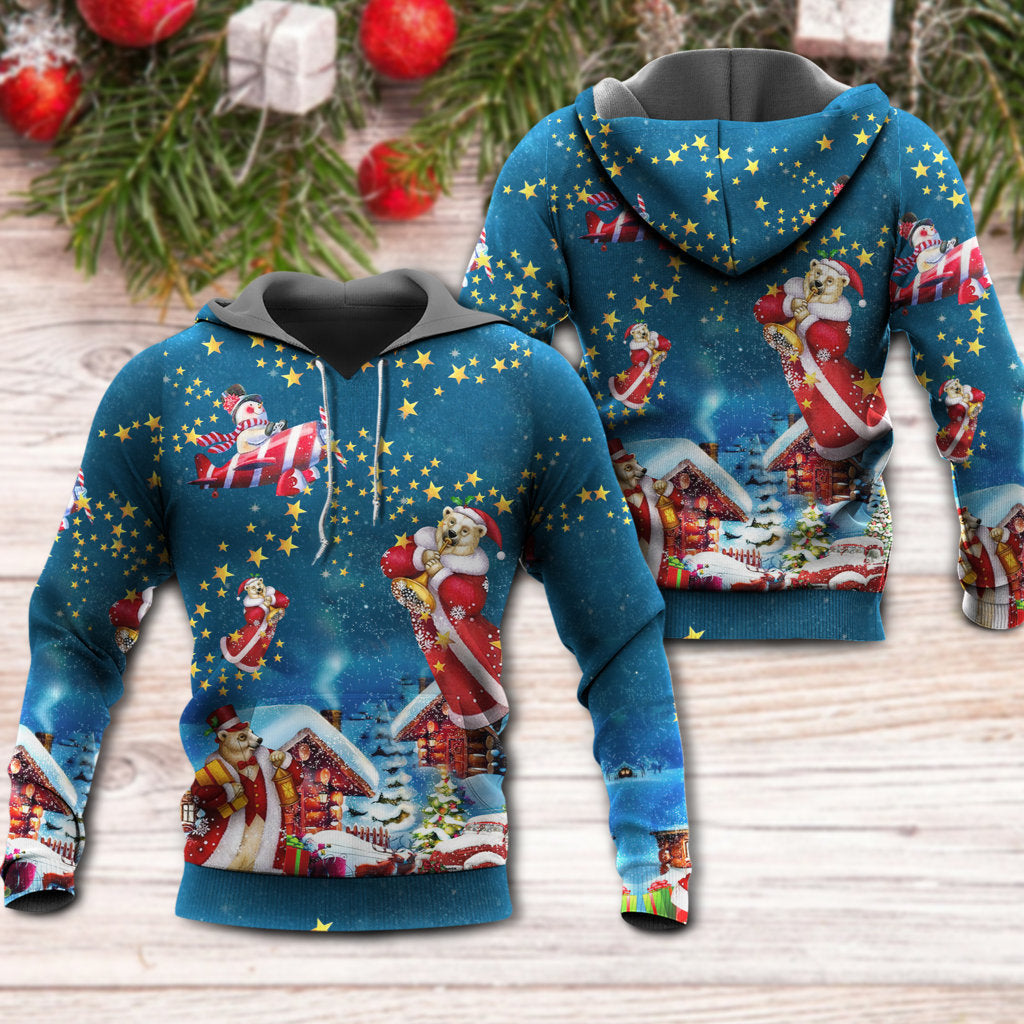 Christmas Bear Santa Happy - 3D Hoodie