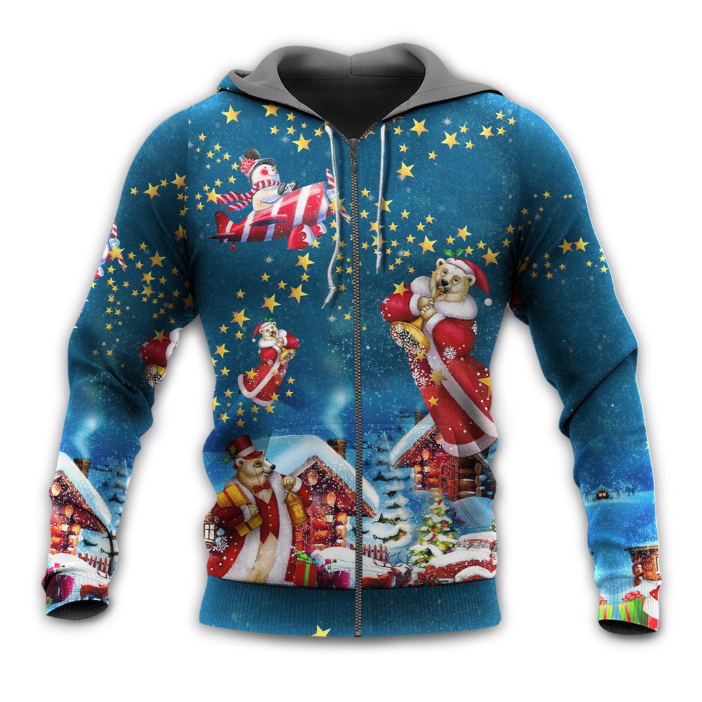 Christmas Bear Santa Happy - 3D Hoodie