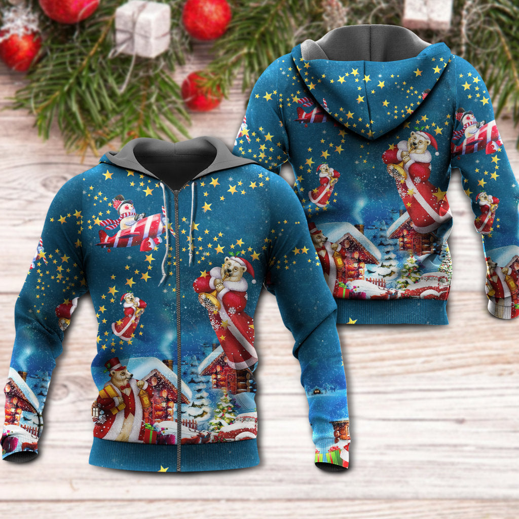 Christmas Bear Santa Happy - 3D Hoodie