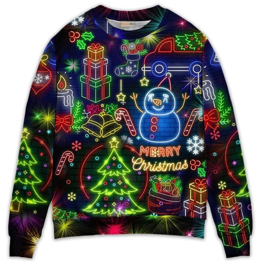 Christmas Bright Neon Lighting Art – Sweater - Ugly Christmas Sweater