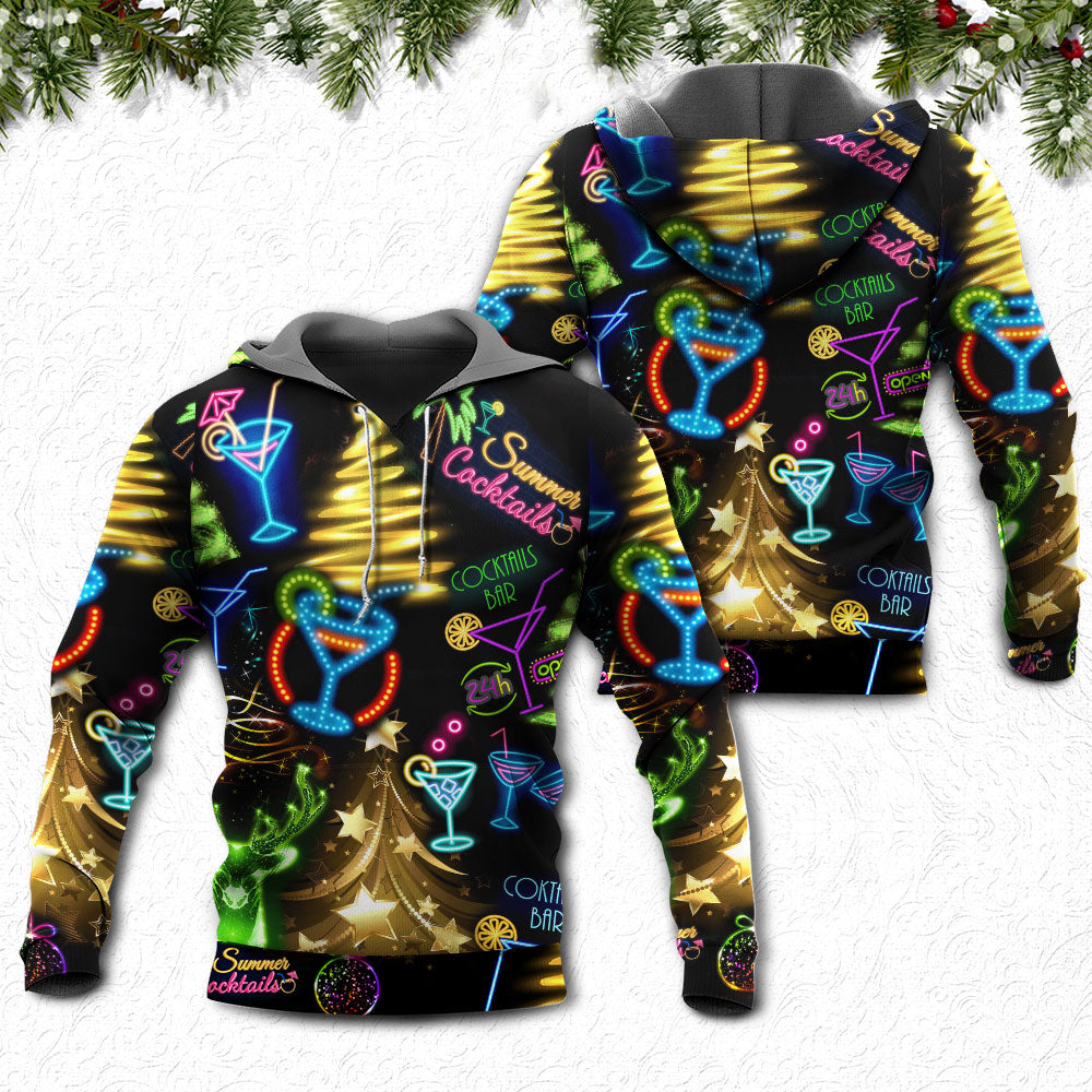 Christmas Cocktail Neon Art - 3D Hoodie
