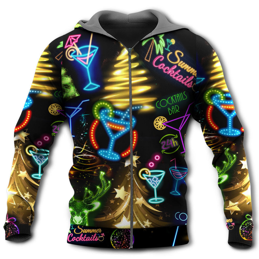 Christmas Cocktail Neon Art - 3D Hoodie