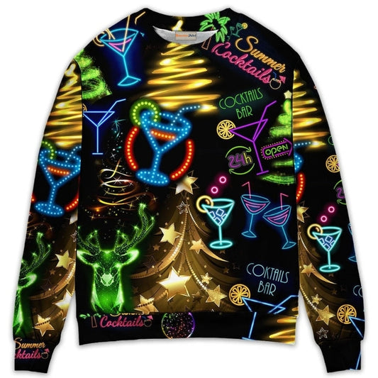 Christmas Cocktail Neon Art Style – Sweater - Ugly Christmas Sweater