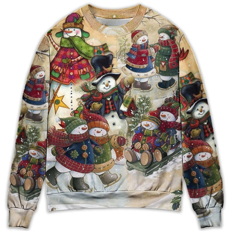 Christmas Couple Snowman Winter Love – Sweater - Ugly Christmas Sweater
