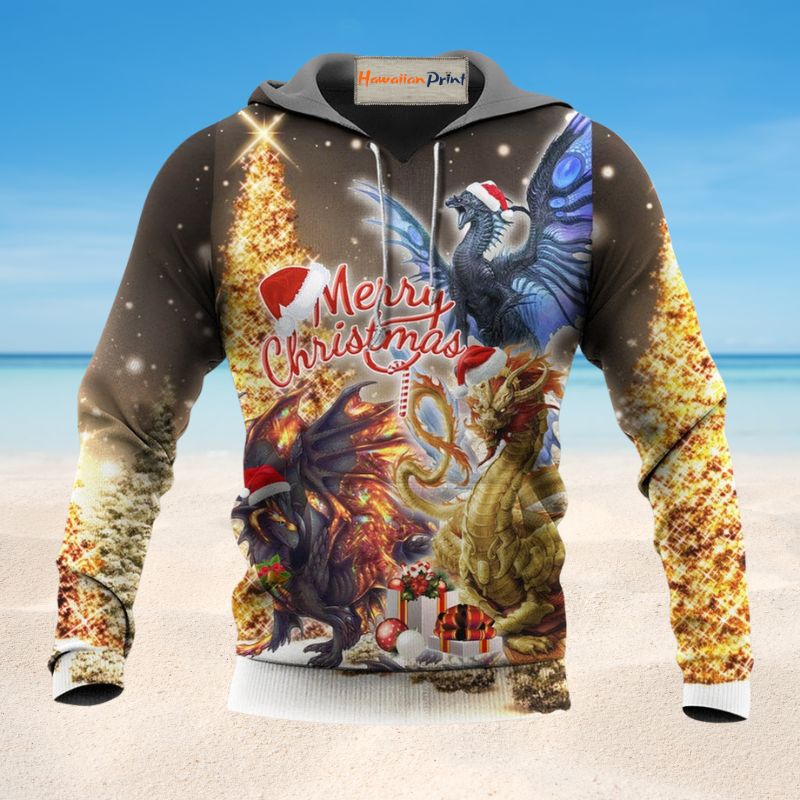 Christmas Dragon Strong Bright - 3D Hoodie