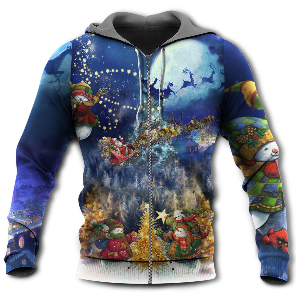 Christmas Family Love Night Scene - 3D Hoodie